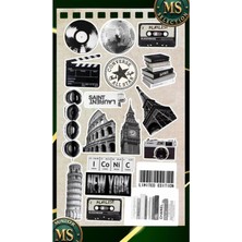 Str Store Siyah Beyaz Retro Vintage Sticker Seti Laptop Tablet Telefon Ajanda Suya Dayanıklı Etiket