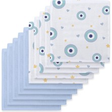 Str Store % 100 Pamuk Müslin Bebek Ağız Bezi Paketi – Le Nazar & Endless Blue 10`lu AGZBEZ-10L-NZRENB