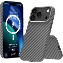 Str Store iPhone 17 Pro Max ile Uyumlu Kablosuz Şarj Uyumlu Destekli Kevlook Kılıf Darbe Önleyici, Tam Koruma (Gri)