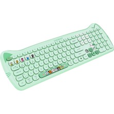 Str Store KM-6283 Catty Renkli Tuşlu Yeşil 2.4 Ghz + Bt Kablosuz Q Multimedia Klavye + Mouse + Pad Set