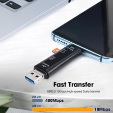Str Store A-5068 Type-C To USB 3.0 Flash Otg Veri Aktarım Sd Tak Çalıştır Kart Okuyucu Çevirici x 2 Adet