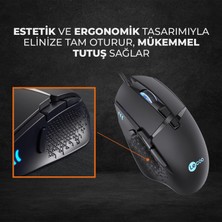 Str Store MG1101 Kablolu 6400DPI 8 Tuşlu Rgb LED Aydınlatmalı Gaming Optik Mouse Siyah