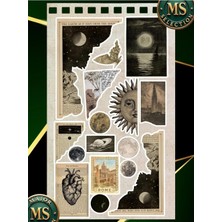 Str Store Dark Academia Vintage Ay Sticker Seti 18 Parça | Aesthetic Moon Celestial Suya Dayanıklı Laptop, Tablet, Telefon Sticker