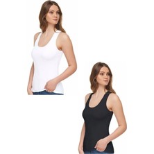 Tutku Elit Kadın Modal Kalın Askılı Siyah - Beyaz Atlet 6'lı Abani Classic-Siyah-Xl