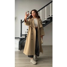 Elisin Taş Kuşaklı Oversize Premium Trençkot