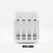 Str Store 4lü Hızlı Aa +Aaa Kalem Pil Şarj Cihazı Aleti - Sadece Ni Mih Ni-Mh/ni-Cd Şarjlı Pıllere Uyumludur