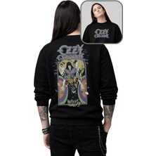 Fuddy Moda Unisex Oversize Ozzy Osbourne Patient Number 9 Sırt Baskılı Kapüşonsuz Rock Band Sweatshirt