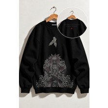 Fuddy Moda Unisex Oversize Naruto Jiraiya Ense Baskılı Anime Temalı Kapüşonsuz Sweatshirt