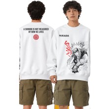 Fuddy Moda Unisex Oversize Jiraiya Ense Baskılı Naruto Anime Temalı Kapüşonsuz Sweatshirt