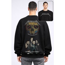 Fuddy Moda Unisex Oversize Metallica Now That We're Dead Sırt Baskılı Bisiklet Yaka Kapüşonsuz Sweatshirt