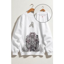 Fuddy Moda Unisex Oversize Naruto Jiraiya Ense Baskılı Anime Temalı Kapüşonsuz Sweatshirt
