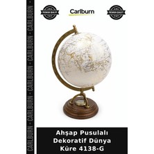 Carlburn Özel Üretim Ofis Hediye Salon Ahşap Pusulalı Dekoratif Dünya Küre 4138-G
