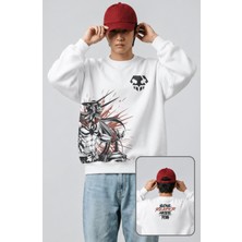 Fuddy Moda Unisex Oversize Bleach Ichigo Kurosaki Soul Reaper Mode Ense Baskılı Kapüşonsuz Anime Sweatshirt
