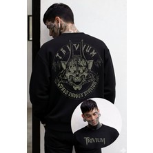 Fuddy Moda Unisex Oversize Trivium World Shogun Division Sırt Baskılı Kapüşonsuz Rock Band Sweatshirt