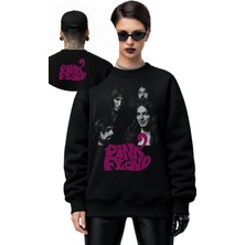 Fuddy Moda Unisex Oversize Pink Floyd Members Ense Baskılı Kapüşonsuz Bisiklet Yaka Rock Band Sweatshirt