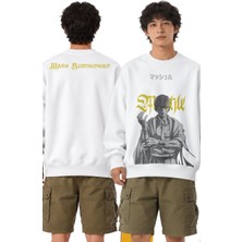 Fuddy Moda Unisex Oversize Mashle Mash Burnedead Ense Baskılı Naruto Anime Temalı Kapüşonsuz Sweatshirt