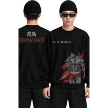 Fuddy Moda Unisex Oversize Baki Hanma Demon Back Ense Baskılı Anime Temalı Kapüşonsuz Sweatshirt