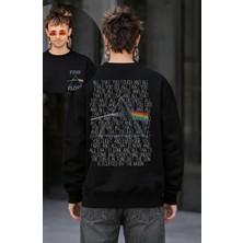 Fuddy Moda Unisex Oversize Pink Floyd Eclipse Sözleri Sırt Baskılı Kapüşonsuz Rock Band Sweatshirt