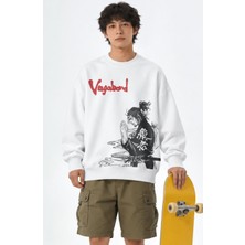 Fuddy Moda Unisex Oversize Vagabond Miyamoto Musashi Baskılı Anime Temalı Kapüşonsuz Sweatshirt