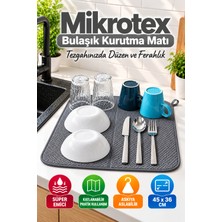 Open City Gri Bez Mikrotex Bulaşık Kurutma Matı 45X36 cm Süper Emici Katlanabilir Tezgah Üstü Kurutma Matı