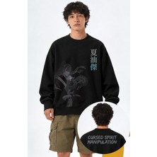 Fuddy Moda Unisex Oversize Jjk Suguru Geto Ense Baskılı Anime Temalı Kapüşonsuz Sweatshirt