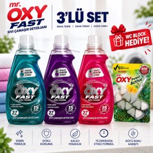 Mr.Oxy Fast Hızlı Yıkama Sıvı Çamaşır Deterjanı 1480 ml 3 Adet Renkliler&siyahlar / Beyazlar&renkliler / Siyahlar - Wc Blok Hediyeli