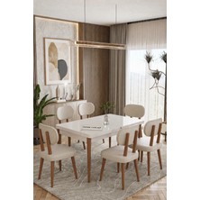 Uzm Home Sunset 80 x 130 Açılabilir 6 Sandalyeli Masa Takımı