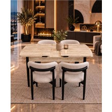 Uzm Home Sfm 80 x 130 Traverten Mutfak Masa Takımı Salon Takımı Masa Takımı