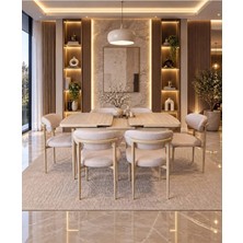 Uzm Home Sfm Serisi 80 x 130 Mutfak Masa Takımı Salon Takımı 6 Sandalyeli Masa Takımı