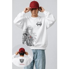 Fuddy Moda Unisex Oversize Berserk Griffith Ense Baskılı Anime Temalı Kapüşonsuz Sweatshirt