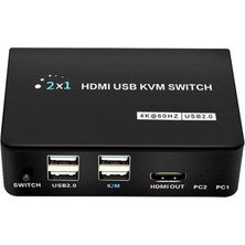 Efnaz Style PM-11789 4K HDMI USB Kvm Switch 2x1