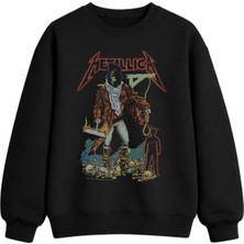Fuddy Moda Unisex Oversize Metallica 1992 Unforgiven Baskılı Bisiklet Yaka Rock Band Kapüşonsuz Sweatshirt
