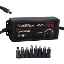 Hubrendy Sh Powermaster PM-18747 3 Volt - 24 Volt - 2 Amper Çok Uçlu Dijital Ekranlı Ayarlı Kademeli Adaptör