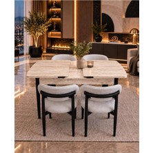 Uzm Home Sfm 80 x 130 Traverten Mutfak Masa Takımı Salon Takımı Masa Takımı