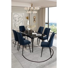 Uzm Home 80X130 Açılabilir Yemek Masası, Yemek Masa Takımı, 6 Kişilik Masa Sandalye