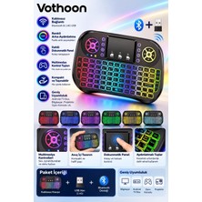 Marsilyan Zk-08 Rgb Işıklı Mini Kablosuz Klavye Touchpad Bluetooth ve 2.4g Smart Tv Kumandası