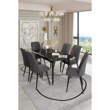 Uzm Home 80X130 Açılabilir Yemek Masası, Yemek Masa Takımı, 6 Kişilik Masa Sandalye