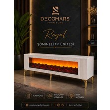 Decomars Furniture Şömineli Tv Ünitesi Royal Bluetoothlu Mebran