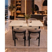 Uzm Home Sfm 80 x 130 Traverten Mutfak Masa Takımı Salon Takımı Masa Takımı