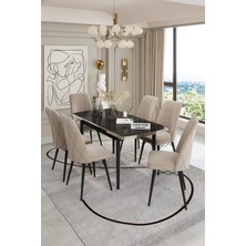 Uzm Home 80X130 Açılabilir Yemek Masası, Yemek Masa Takımı, 6 Kişilik Masa Sandalye