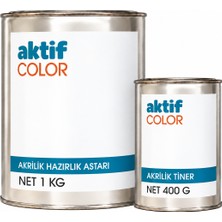 Aktif Color Beyaz Akrilik Astar Seti 1 kg Astar + 400 G Akrilik Tiner