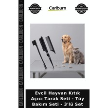Carlburn Özel Üretim Kedi Köpek Tarağı Evcil Hayvan Kıtık Açıcı Tarak Seti - Tüy Bakım Seti - 3'lü Set