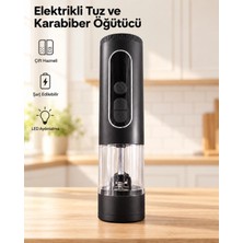 Marsilyan Tek Tuşla Kullanım Sunan LED Aydınlatmalı Elektrikli Tuz ve Karabiber Değirmeni