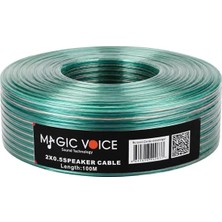 Hubrendy Sh Magicvoice 2x0.50 Şeffaf Yeşil Çizgili 100 Metre Hoparlör Kablosu