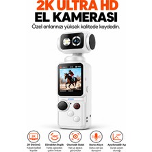 Ayers 2k Ultra Hd Pocket El Kamerası, 360° Dönebilen Başlıklı, Otomatik Odaklamalı, Stereo Ses Kayıtlı, Renkli Ekranlı Taşınabilir Mini Vlog ve Aksiyon Kamerası