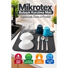 Open City Antrasit Bez Mikrotex Bulaşık Kurutma Matı 45X36 cm Süper Emici Katlanabilir Tezgah Üstü Kurutma Matı