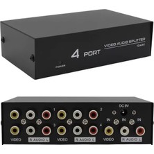 Hubrendy Sh Powermaster AV-104 4 Port Av Cvbs Rca Video Audio Splitter Çoğaltıcı Dağıtıcı