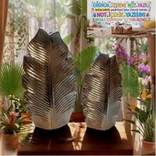 Ayder Online Satış 23 cm  ve 19 cm LIK Boylarında Kırılmaz Polyester,2 Lü Yaprak Desenli Biblo Vazo(mesajla bildirmeniz halinde dilediğiniz not u hediye paketi üzerine yazılıp gönderim yapılmaktadır)