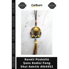 Carlburn Özel Üretim Aksesuar Renkli Püsküllü Şans Kedisi Feng Shui Askılık ALK4452