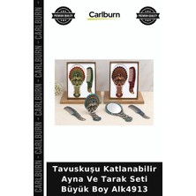 Carlburn Özel Üretim Tavuskuşu Katlanabilir Ayna ve Tarak Seti Büyük Boy ALK4913